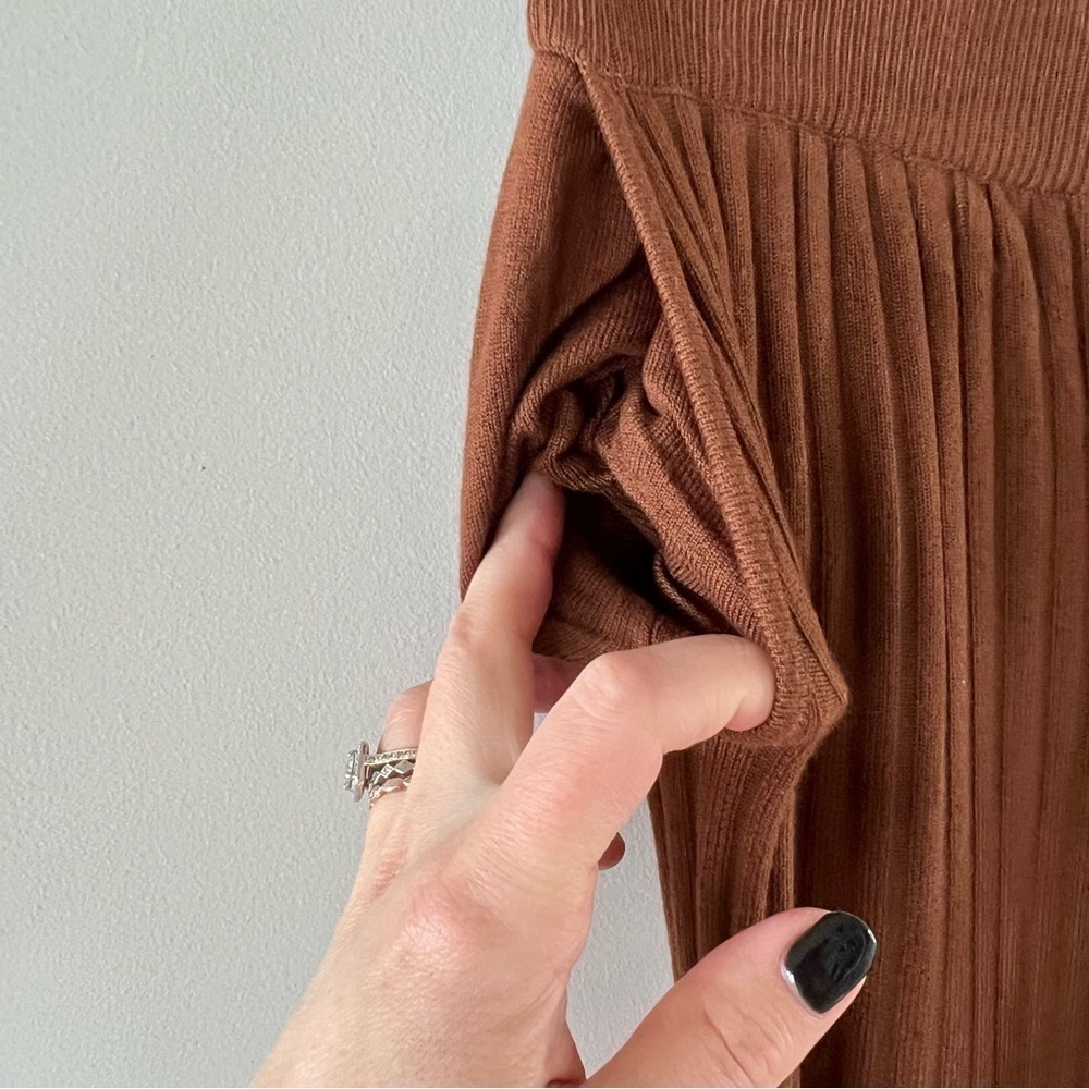 Like new! Princess Polly ALLEN Wide Leg Ribbed Pants - BROWN - Picture 10 of 11